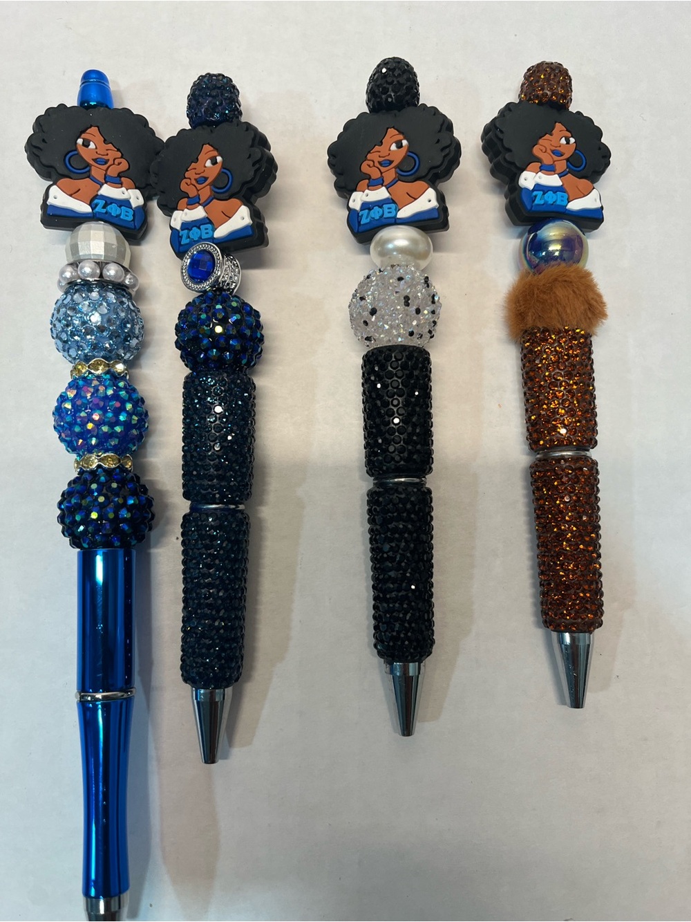 Decorative Glitter Bead Pen — Blue, Black & Brown Options